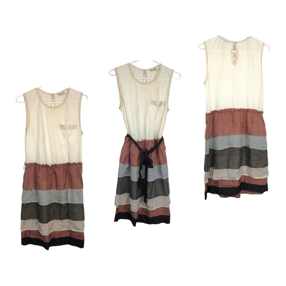 Hoss Intropia Sleeveless Silk Tiered Belted Dress SIZE SMALL